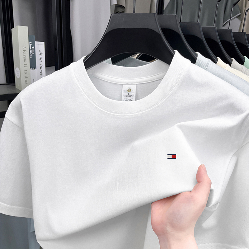 American Light Luxury Tommy Solid Color Men's Short-Sleeve T-Shirt, Round Neck, Pure Cotton, New Casual Versatile T-Shirt Top for Summer American Light Luxury Tommy Solid Color Men's Short-Sleeve T-Shirt, Round Neck, Pure Cotton, New Casual Versatile T-Shirt Top for Summer