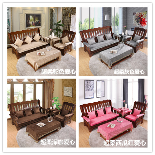 Sofa gỗ đệm mùa xuân và mùa thu băng ghế mat bằng gỗ bông mùa đông ghế gỗ vải phòng khách ba gỗ đệm gỗ gụ đệm sofa