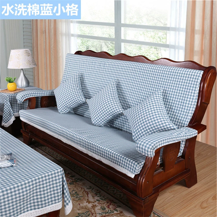 Sofa gỗ đệm với tựa lưng mùa đông gỗ gụ nội thất ghế gỗ gỗ mùa xuân và mùa thu ghế đệm bọt biển dày