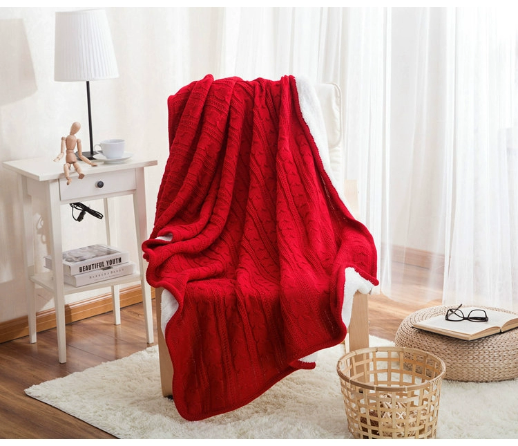 Cộng với dày nhung rắn màu đan chăn mền chăn Bắc Âu Mỹ mùa thu và mùa đông giải trí sofa văn phòng nap chăn - Ném / Chăn chan long cuu