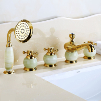 All copper high-grade European Golden Jade faucet five-piece set of noble concubine bathtub five-hole hot and cold faucet