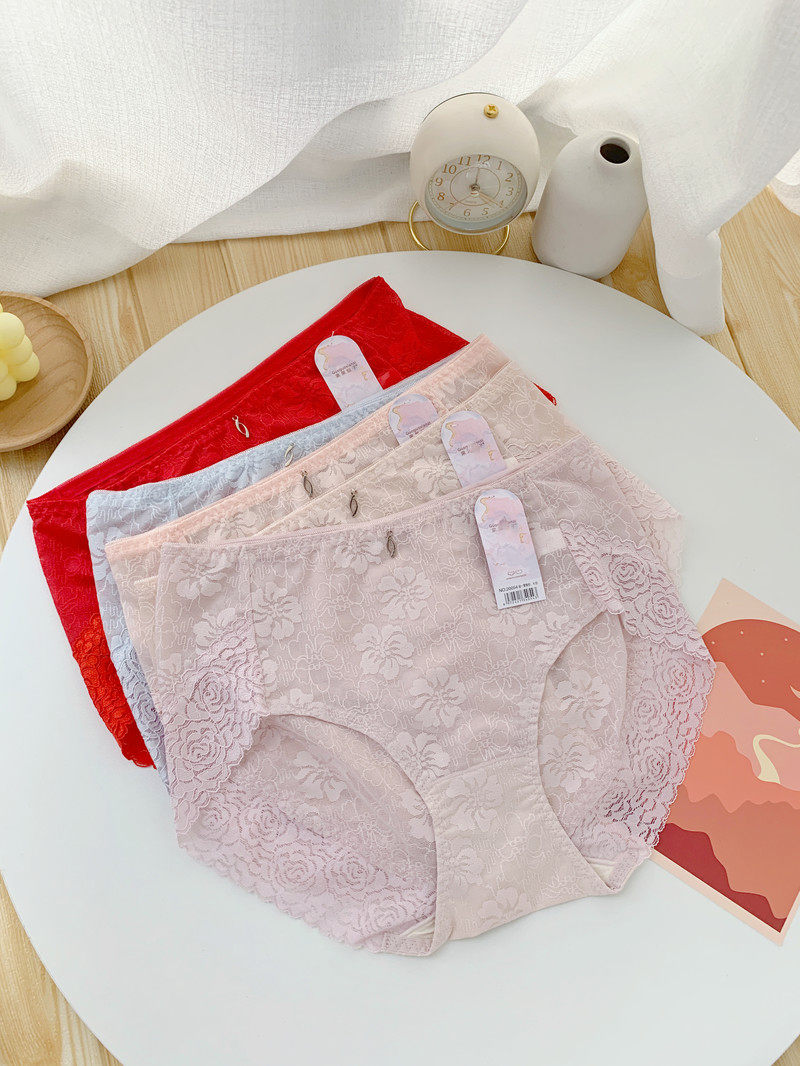 Six slippy soft feel sexy pro-skin ~ silk inner crotch lace high waist lady's underwear triangle pants