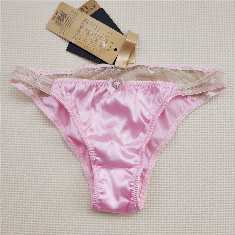 8 brand tail single cotton inner file lace stitching Satin diamond-set sexy low-waisted women's briefs