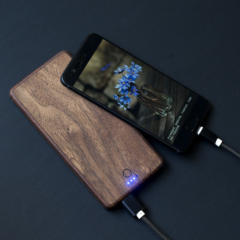 Step Valley Personality Creativity Custom Logo Original Black Walnuts Solid Wood Heavy Bamboo Versatile Action Power Mobile Charging