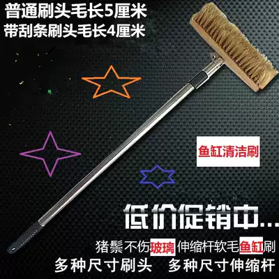 Aquaculture pond cleaning brush Fish tank aquarium long handle telescopic rod algae removal tool Fish pond washing supplies promotion