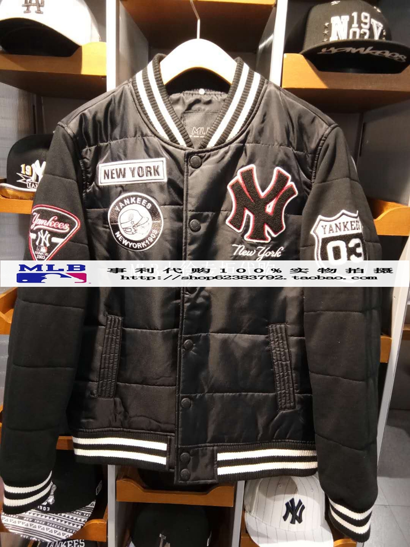Đồng phục bóng chày MLB mua 17 mùa đông NY nam và nữ áo khoác giản dị áo khoác cotton trùm đầu 51200 51300 - Thể thao sau bộ thể thao nike