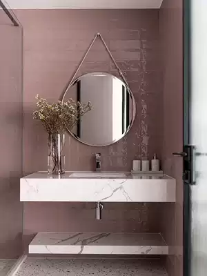 Exported to South Korea Morandi color dirty pink green kitchen powder room wall tile rectangular dark blue concave and convex surface tile