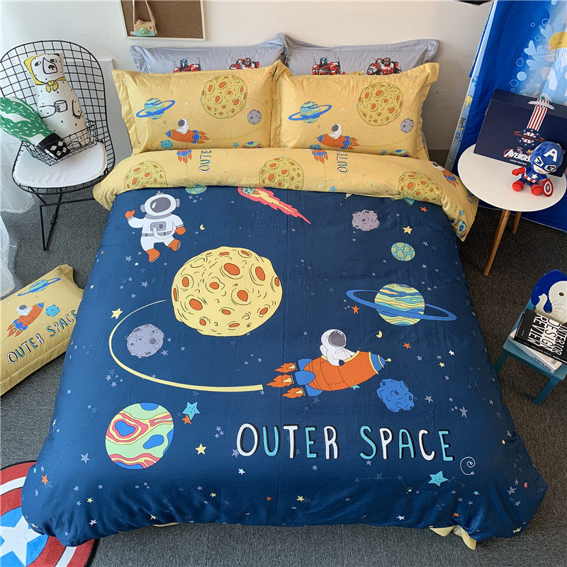 100% cotton cartoon four-piece set of 100% cotton sheets and bed sheets boy hero 1 5m 1 8m double quilt cover bedding