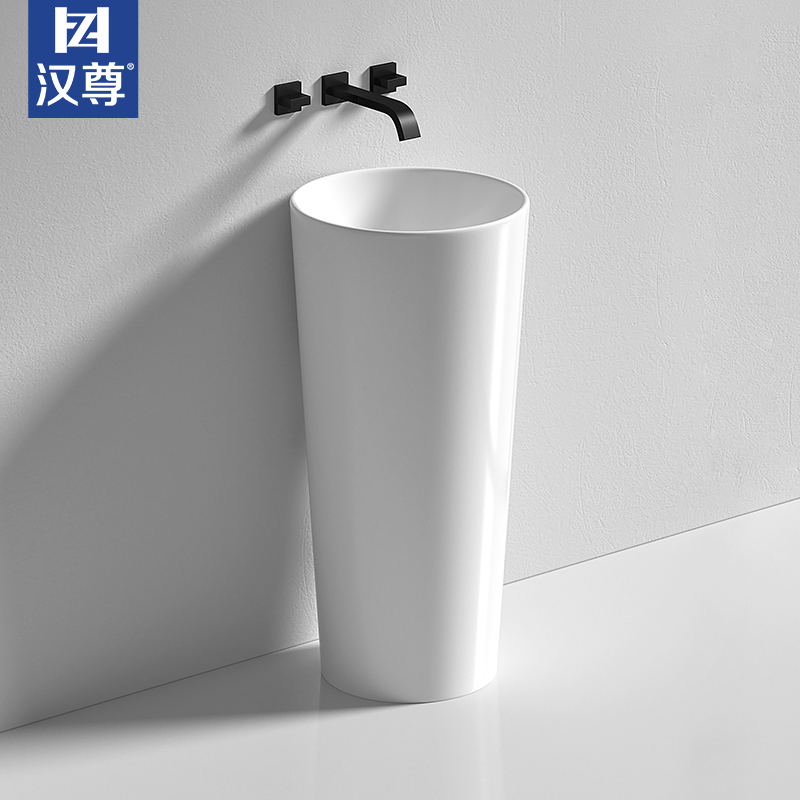 Hanzun ceramic column basin without tap hole integrated floor type washbasin washbasin Balcony Column Basin outdoor water basin