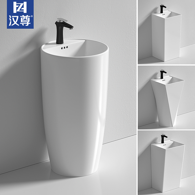 Hanzun Post Basin ceramic one-piece washbasin Small family Type Balcony Make-up Room Hotel Washbasin Wash Basin