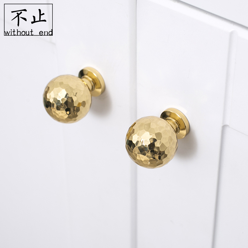 Original hammer stride pure brass small handle style light lavish high-end clothes overall closet door drawer Home innate double holes golden handle