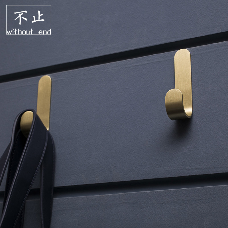 More than one] Brass hook creative entrance kitchen wall adhesive hook Nordic decorative clothing incognito nail-free hook