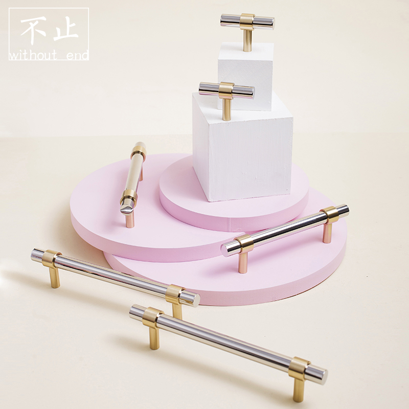 More than brass pull hands Nordic wind simple colours of silver light hardware cabinet closet door refrigerator door handle