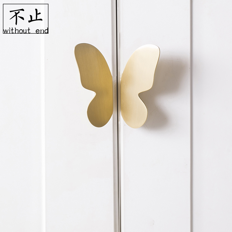 More than brass Nordic light extravagant brass pull handle wardrobe door integral cupboard drawer Home innate golden butterfly handle