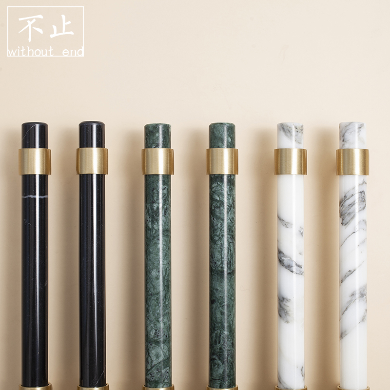 Original natural marble pure brass small handle Nordic light lavish high-end clothes overall closet door drawer Home innate handle