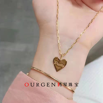 Foot Gold Photofilm Gold Custom Set Chain Slim Peach Hearts 999 thousand Foot Gold Fashion Vegan Gold 24K Necklace Pendant Personality