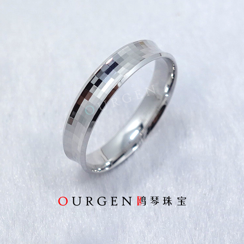 Platinum ring PT950 laser arc CNC couple love the wedding ring with spot OGEN jewelry