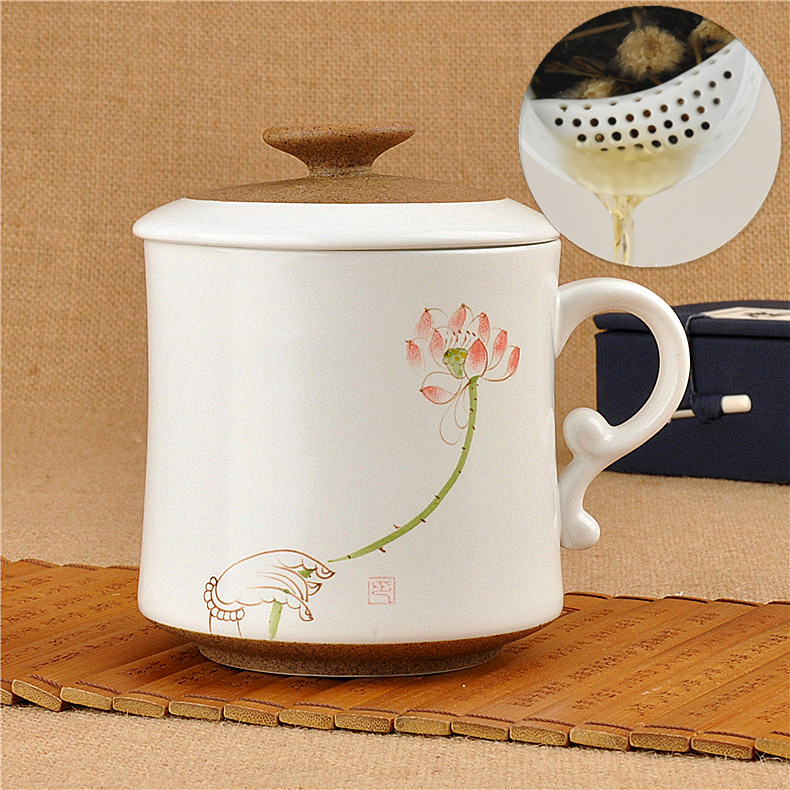 Hand-painted Ceramic Cups Filter Teacup Tea Tea Office Cups Personal Cups with lid Mark cup Master's Cup