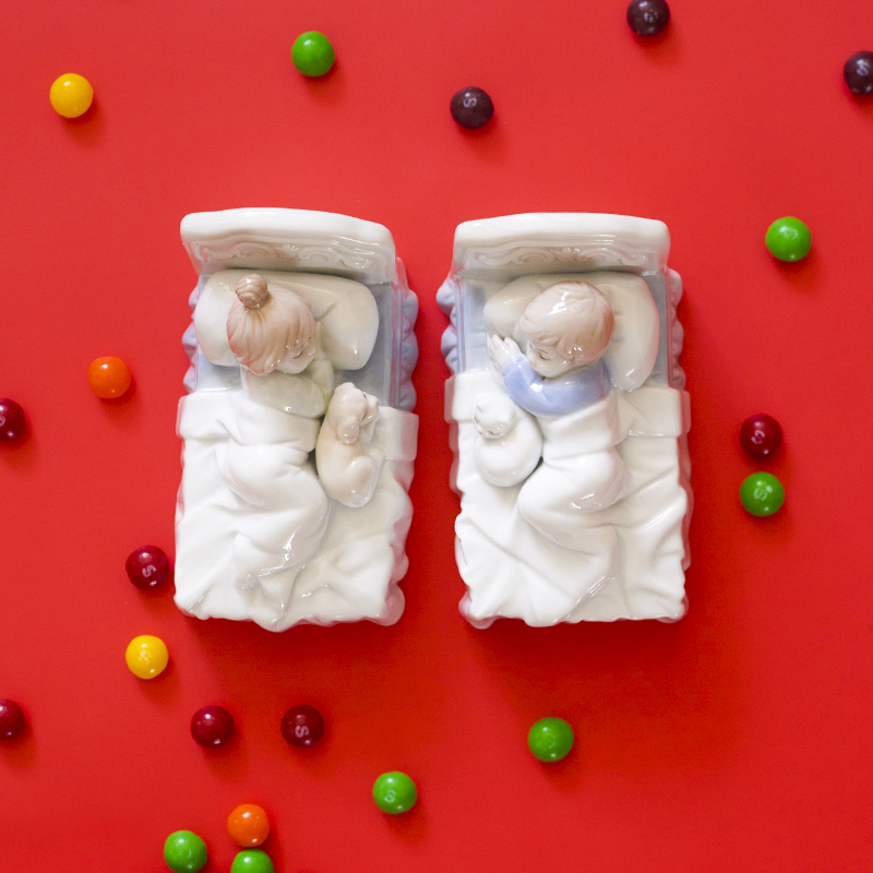 JK Mu space cute creative ceramic sleeping little boy little girl desktop decoration decoration full moon exquisite gift