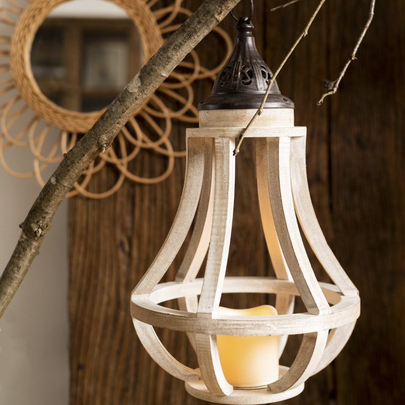 JK Mu space natural log color decorative lantern floor table candlestick dining room balcony living room homestay atmosphere lamp
