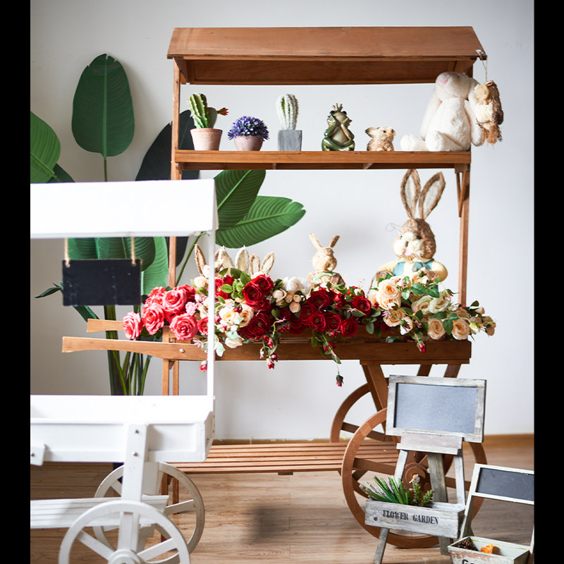 JK Mu Space Large solid wood float flower rack rack flower shop decoration display rack multifunctional cart