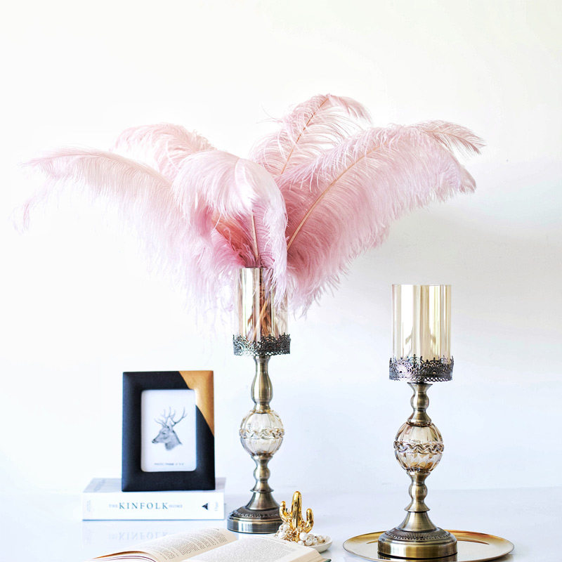 JK Mousse Retro American Feather Romantic Tabletop Decoration Candle Holder Living-room Genguan Display Decoration