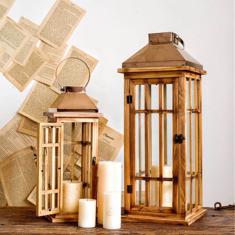 JK慕空间北欧现代复古阳台花园风灯,玫瑰金铁皮木质烛台落地装饰,如何点亮你的家居生活?-烛台-淘宝好物网