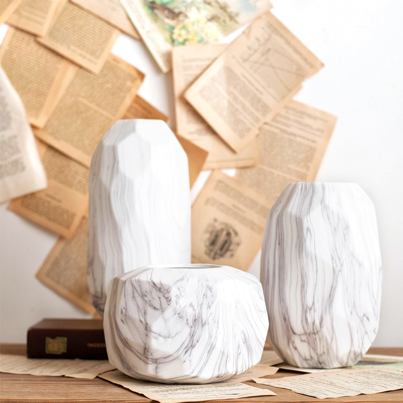 JK Mousse Nordic Modern Marble Ceramic Vases Inserts Vases Hydroponic Tabletop Decorative Vase Suits