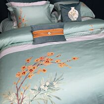 Dream Knot Apricot Flower 00407 cotton gin four sets full cotton large version Flower minimalist Atmospheric Full Cotton Bare Bed bedding