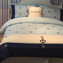 Cotton childrens cartoon bed four-piece set Cotton patch embroidered duvet cover Boy girl sheets Fitted sheet 1 5-meter bed