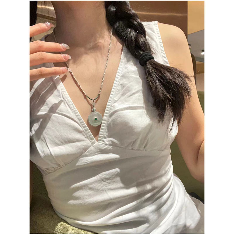 Brandy Girl Summer New Style American Pure Cotton White Deep V-Neck Sleeveless T-Shirt Feminine Top Bm Vest