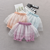  Girls  skirt Western style mesh Korean skirt Little girl floral trouser skirt personality new shorts wild outside wear