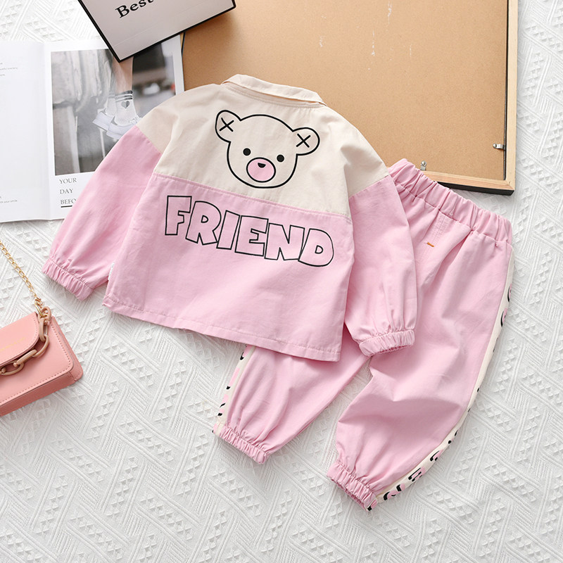 Girl Foreign Pie Casual Sports Suit Spring Autumn New 2021 Spring Pants Blouses Garment Sweatshirt Suits