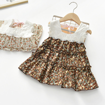 Female baby Broken Flowers Dress Vest Skirt Summer Child Clothing Cotton Pendant With little girl Holiday beach dress Ocean Gas