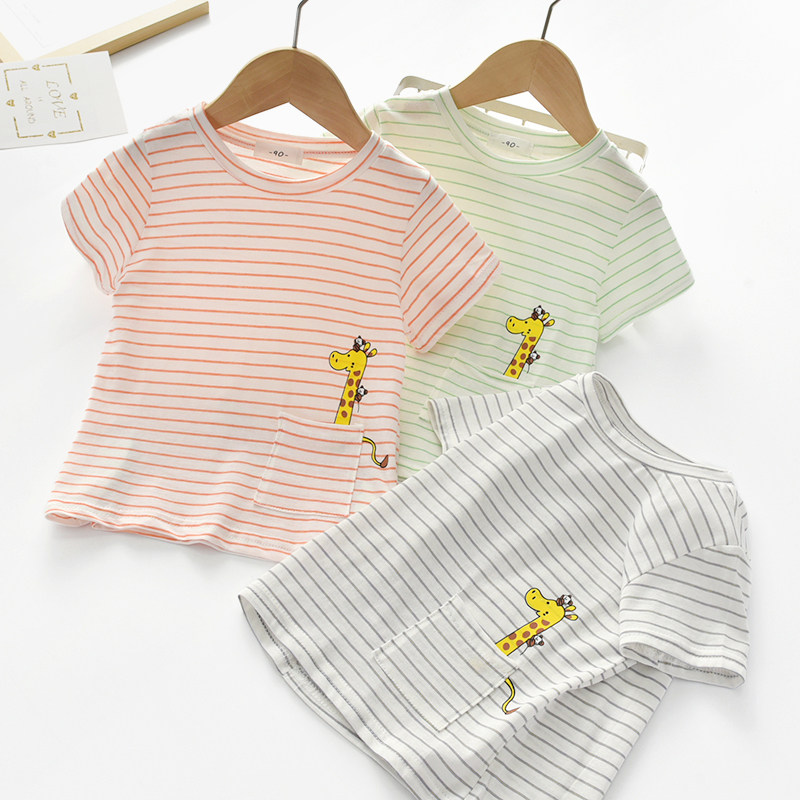 Baby Pure Cotton Short Sleeve T-shirt Baby Girl Summer Clothing Thin child clothes 0 years 1 boy blouse 3 children half sleeve child