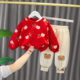 Baby girl 2021 new autumn and winter warm year clothes girl baby foreign style fashionable net red suit plus velvet thickening