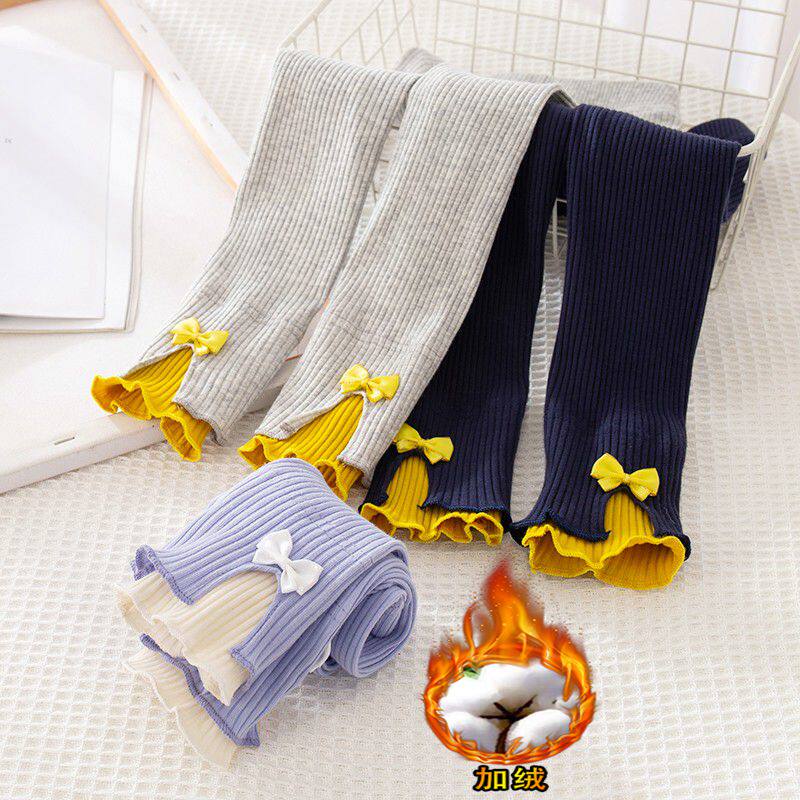 Girls' Versatile Leather Band Striped Trousers 2021 New Fall/Winter Slim Stretch Mid-Rise Pants Cotton Underwear