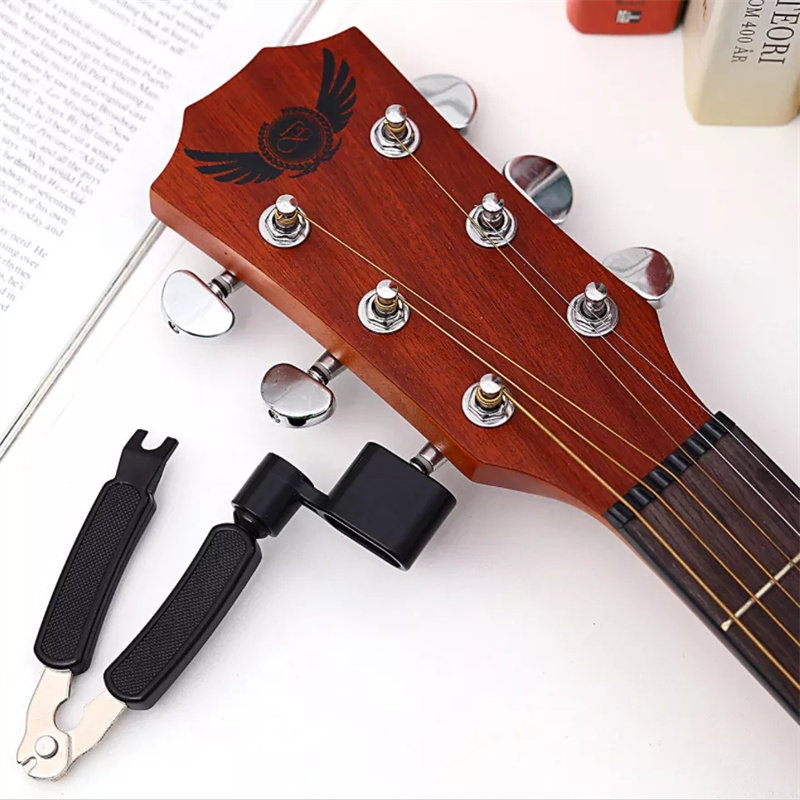 Guitar Three-in-one String Changing Tool Suit Cut String Instrumental Wood Guitar Roll Stringers Upholed Cone Up String Cone