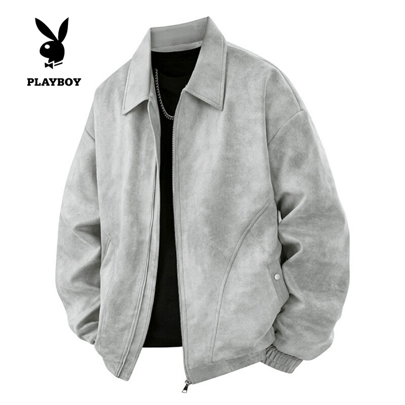 Playboy High-Quality Suede Leather Jacket Men's Spring and Autumn New Style Lapel Handsome Casual Workwear Jacket Playboy High-Quality Suede Leather Jacket Men's Spring and Autumn New Style Lapel Handsome Casual Workwear Jacket