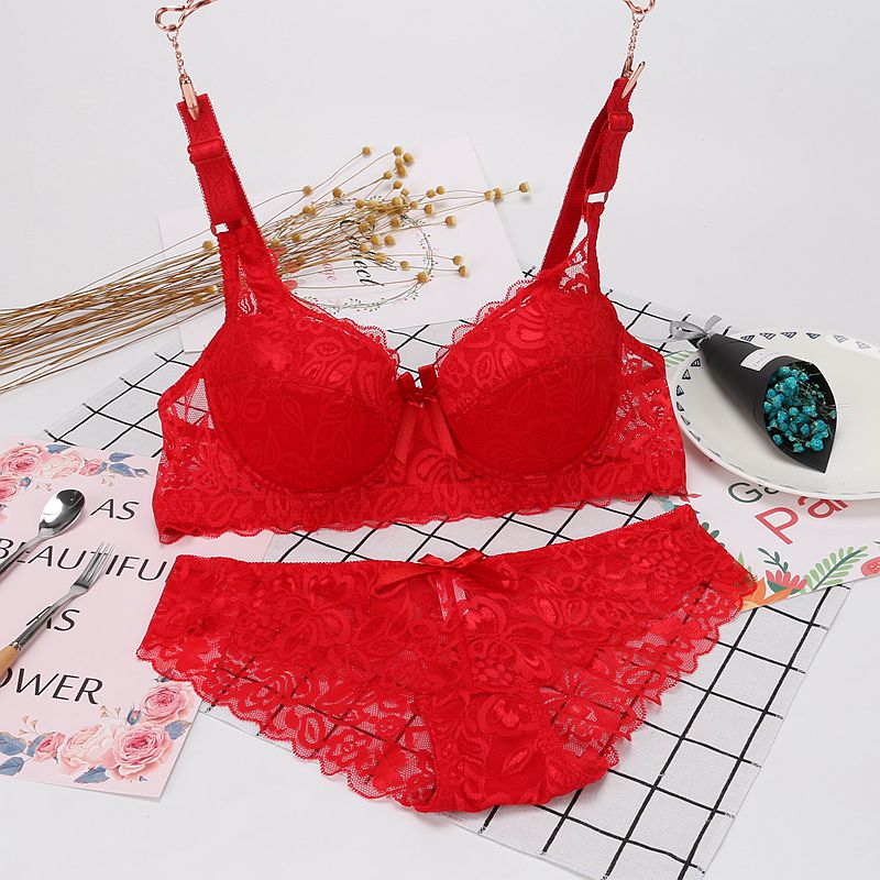 Summer Women's Lingerie Suit Ultra Slim sexy lace bra Translucent Underwear Adjustment Type without Mark Underwear