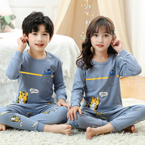 Childrens autumn clothes autumn pants set cotton boys girls shirt shirt pants cotton baby base underwear winter pajamas