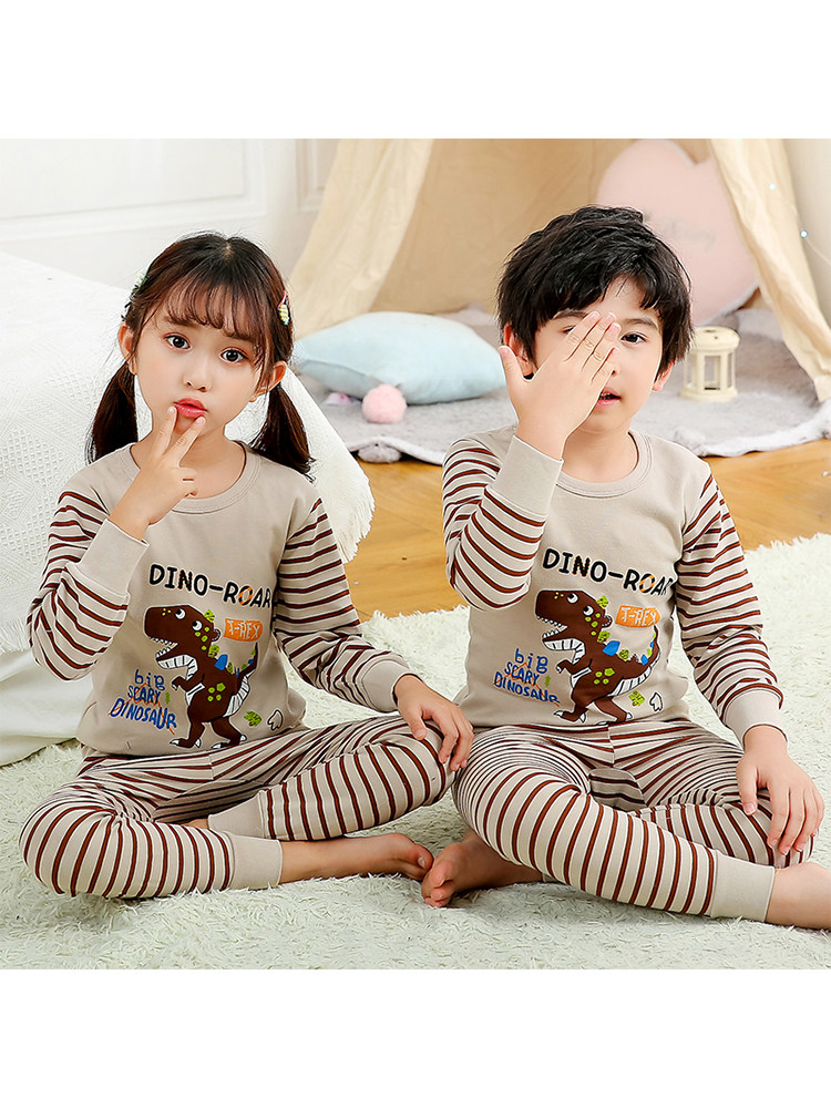 Boys' pajamas set pure cotton children's baby girls home clothes cotton thermal underwear boys and girls long johns