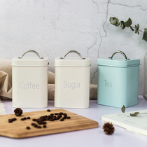 Powder Yan Nordic Wind Square sealed can coffee pot tea jar sugar tank milk powder can with sealing ring moisture proof 1 liter