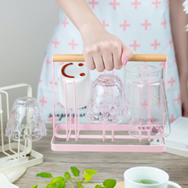 Nordic four-digit wrought iron cup holder storage thickened water cup rack creative multifunctional cup holder drain