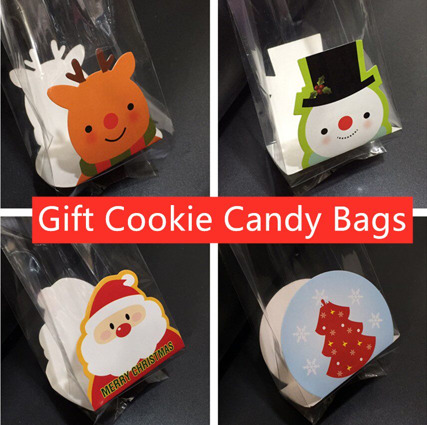 20 Christmas Gift Cookie Candy Bags Christmas candy biscuit bag with bottom card