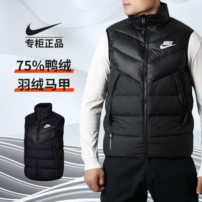 Nike nam 2019 thu đông mới thể thao và giải trí đứng cổ áo ấm xuống áo vest vest 928860-010 - Áo thể thao