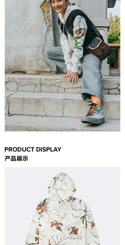 Converse dành cho phụ nữ mùa thu và mùa đông 2020 mới in gỗ áo len giản dị áo len cổ lọ 10020287-A01 - Thể thao lông cừu / jumper
