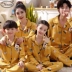 Mùa xuân và mùa thu cotton dài tay cha mẹ-con mặc đồ ngủ trẻ em trong dịch vụ gia đình lớn của mẹ và con gái gia đình ba phù hợp với gia đình