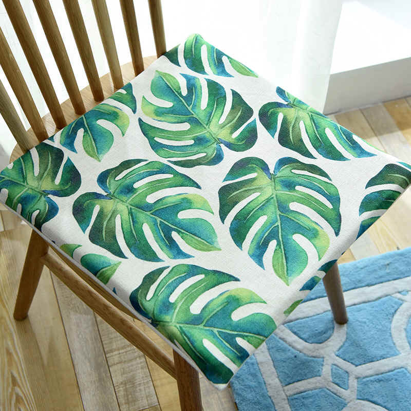 Summer Cool Green Plant Sponge Cushion Dining Room Home Sofa Floating Window Cushion Cotton Hemp Cloth Art Chair Cushion Car Seat Cushion