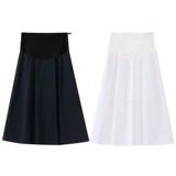 Белая летняя длинная юбка для беременных с поддержкой живота для отдыха, средней длины, по фигуре, А-силуэт